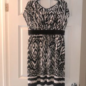 Black/white animal print midi dress